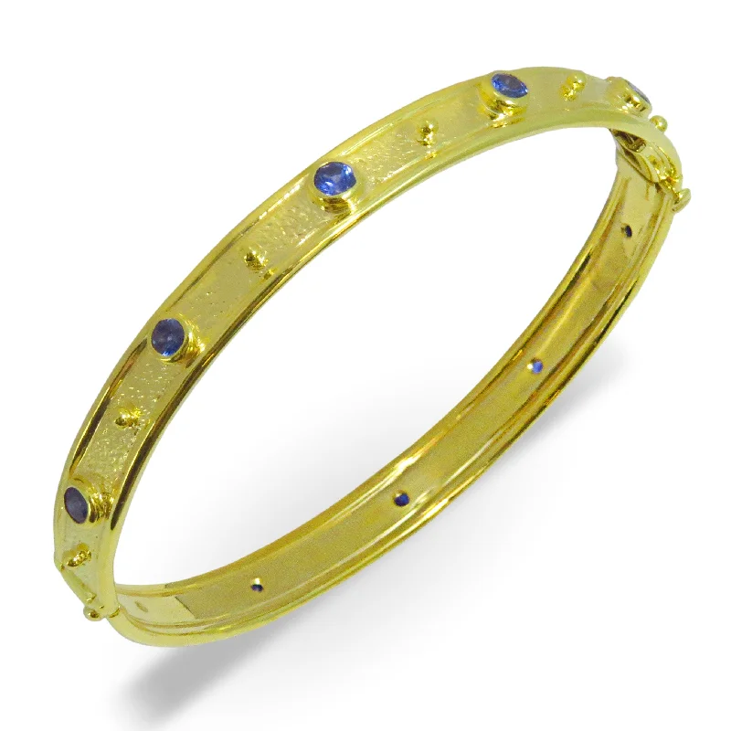 boho bangles for women -Gold and Sapphire Bracelet