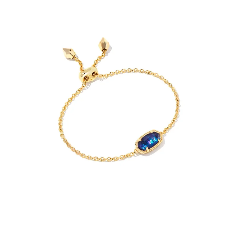 silver bracelets for women -Kendra Scott Elaina Delicate Chain Bracelet in Gold Navy Abalone