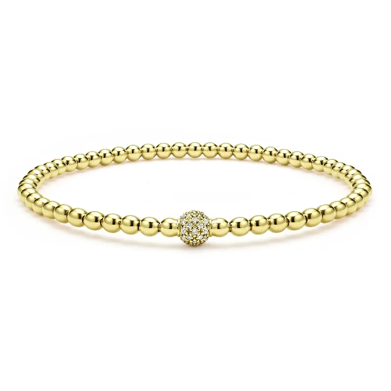 modern bracelets for women -18K Gold and Diamond Bead Bracelet | 3mm