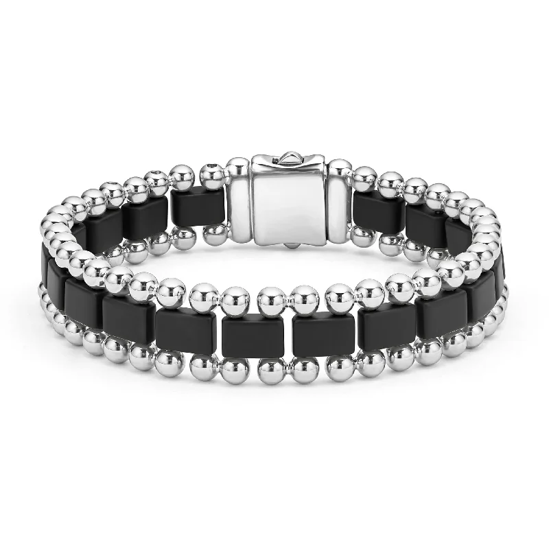 personalized bracelets for women -Matte Black Ceramic Link Bracelet | 15mm