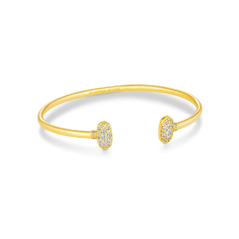 woven bracelets for women -Kendra Scott Grayson Cuff Bracelet in White Crystal