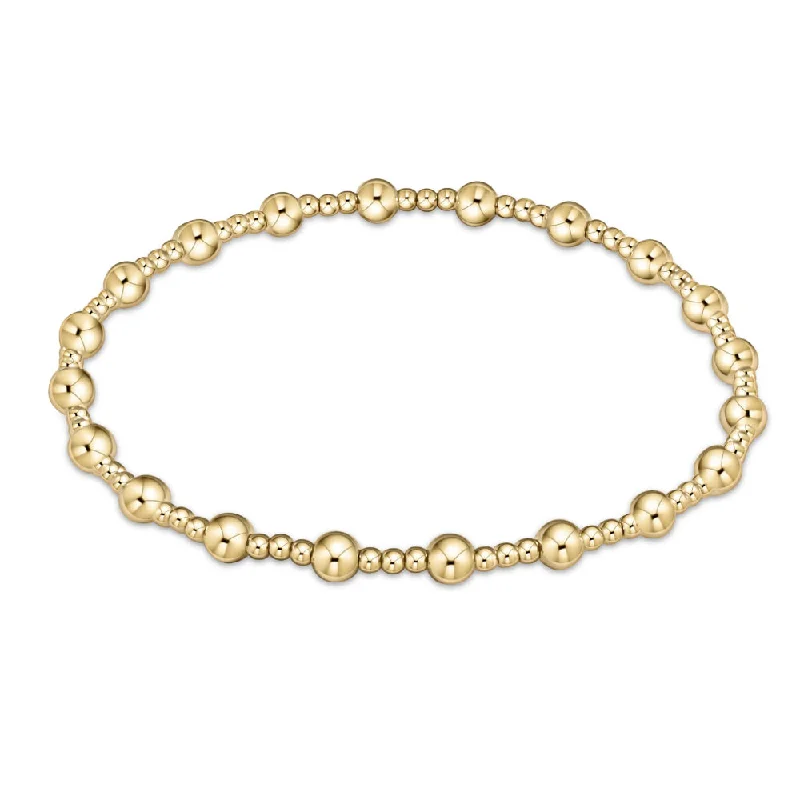 minimalistic bracelets for women -enewton 6.25" Classic Sincerity Pattern Beaded Bracelet - Gold 4mm