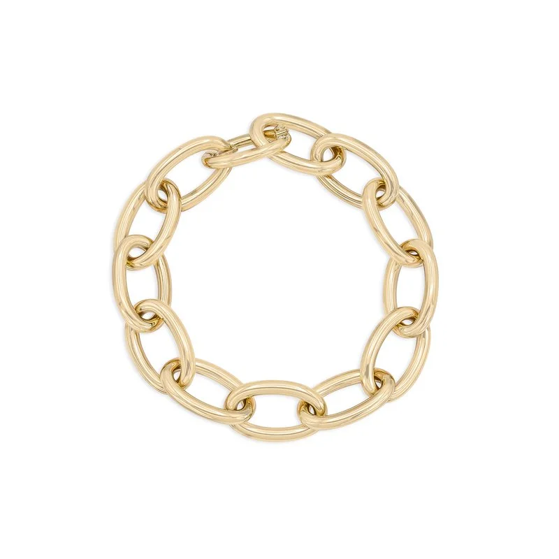 embossed bangles for women -Classic Oval Gold Link Bracelet