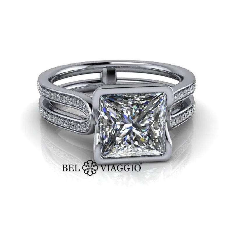 side stone engagement rings for women -Florence No. 1 Moissanite Ring