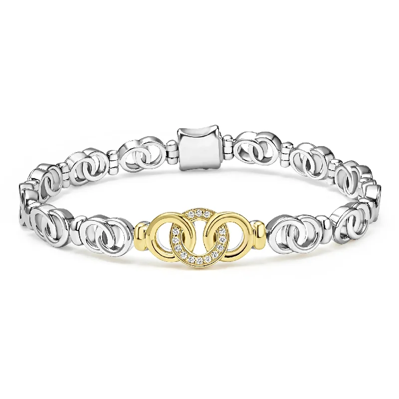 personalized bracelets for women -Two-Tone Interlocking Diamond Link Bracelet