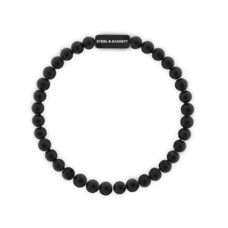 hand-stamped bracelets for women -Steel & Barnett Men's Black Edition Onyx Bracelet