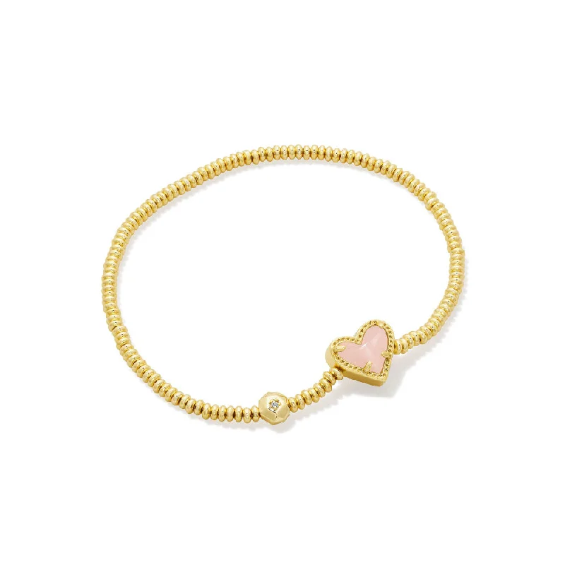 engraved bracelets for women -Kendra Scott Ari Gold Heart Stretch Bracelet