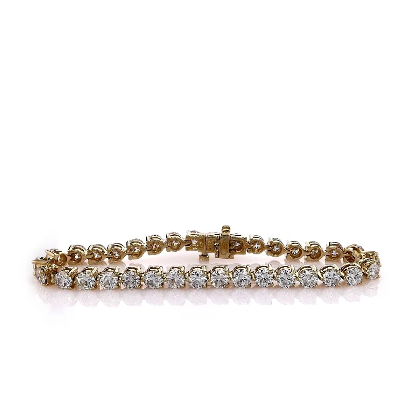 stretchy bangles for women -18k Yellow Gold Straight Line 34 Diamond Tennis Bracelet