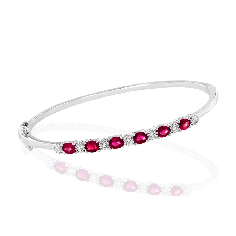 luxury bangles for women -14k Ruby and Diamond Bangle Bracelet