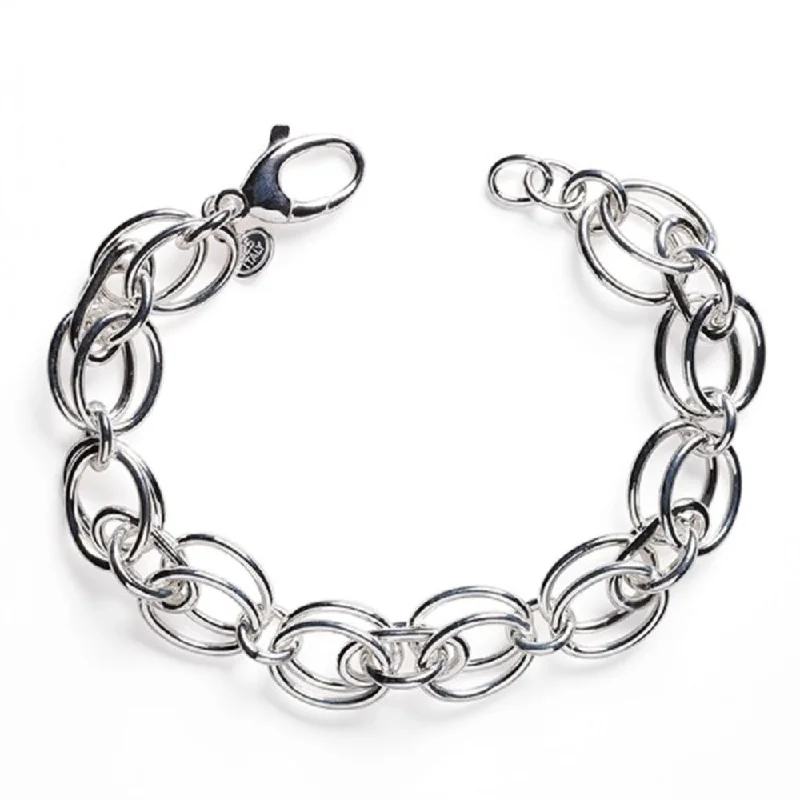 lucky bracelets for women -Sterling Silver Double Link Bracelet