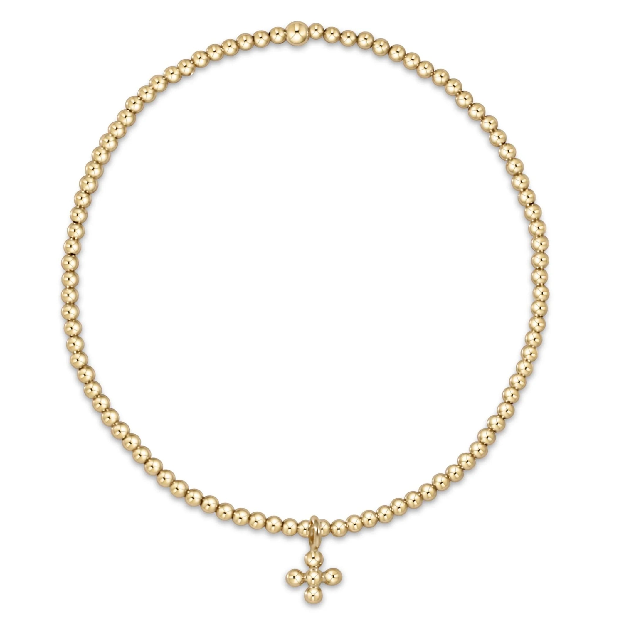 fashionable bracelets for women -enewton 6.25" Classic Gold 2mm Bead Bracelet - Classic Beaded Signature Cross Small Gold Charm