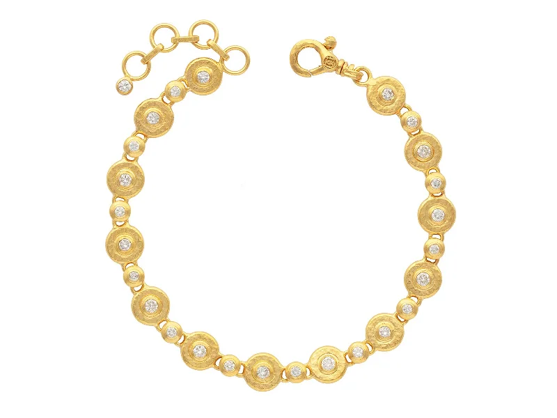 simple bangles for women -Gold Single-Strand Bracelet With Diamonds