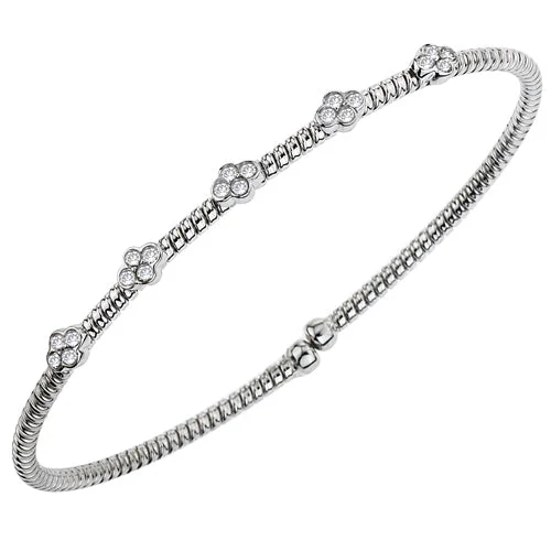 crystal bracelets for women -White Gold and Diamond Bangle Bracelet