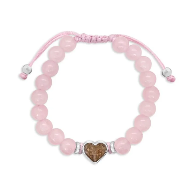 chain bracelets for women -Dune Beaded Bracelet Adjustable - Heart - Rose Quartz