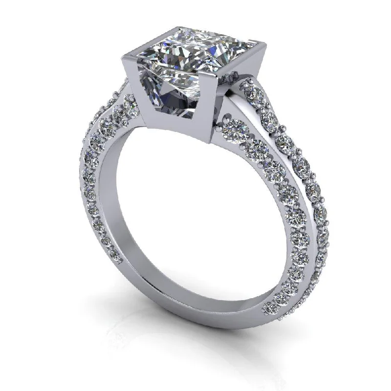 affordable custom engagement rings for women -Princess No. 5 Moissanite Ring