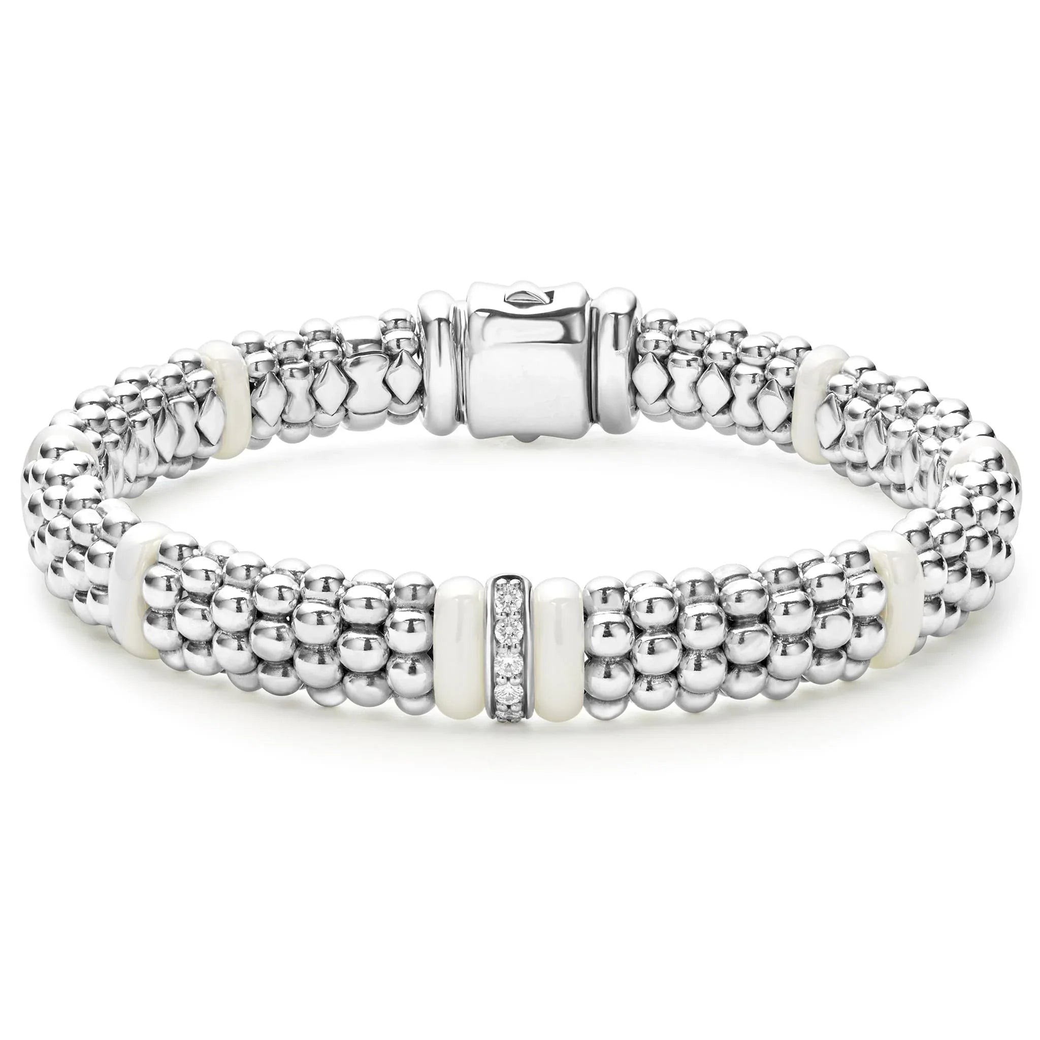 boho bangles for women -Single Station Diamond Caviar Bracelet | 9mm