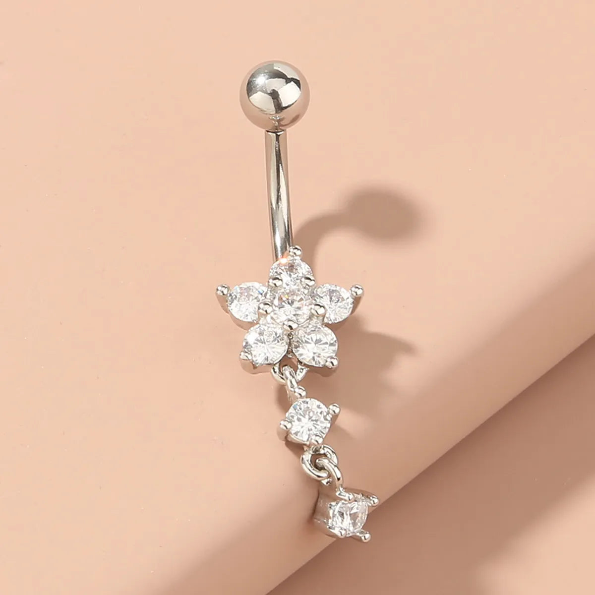 radiant diamond engagement rings for women -Sexy Flower Stainless Steel Diamond Rhinestone Belly Ring 1 Piece