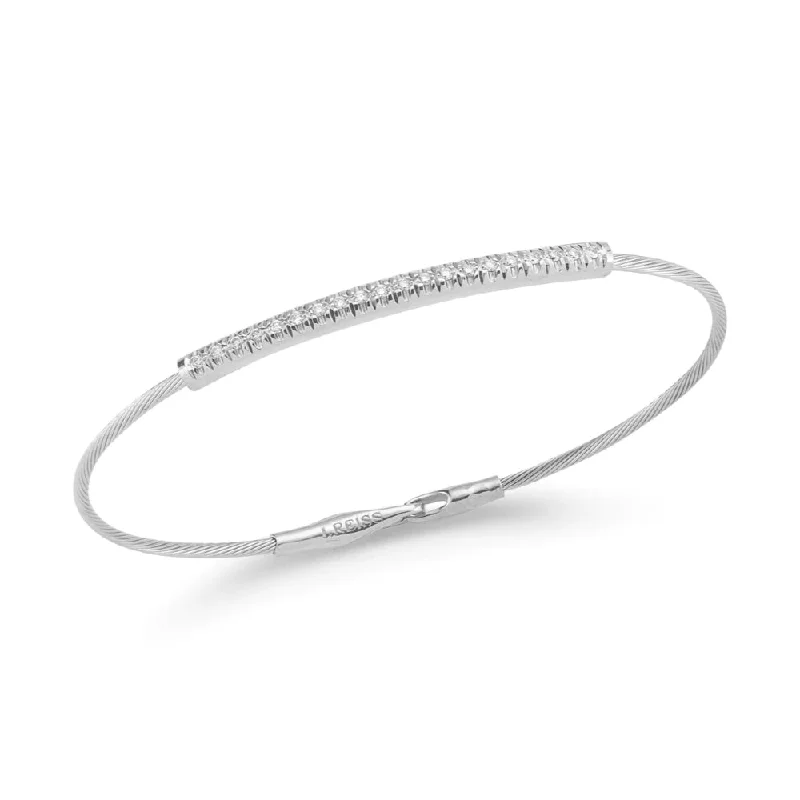 wedding bangles for women -14k Gold Wire Diamond ID Bracelet