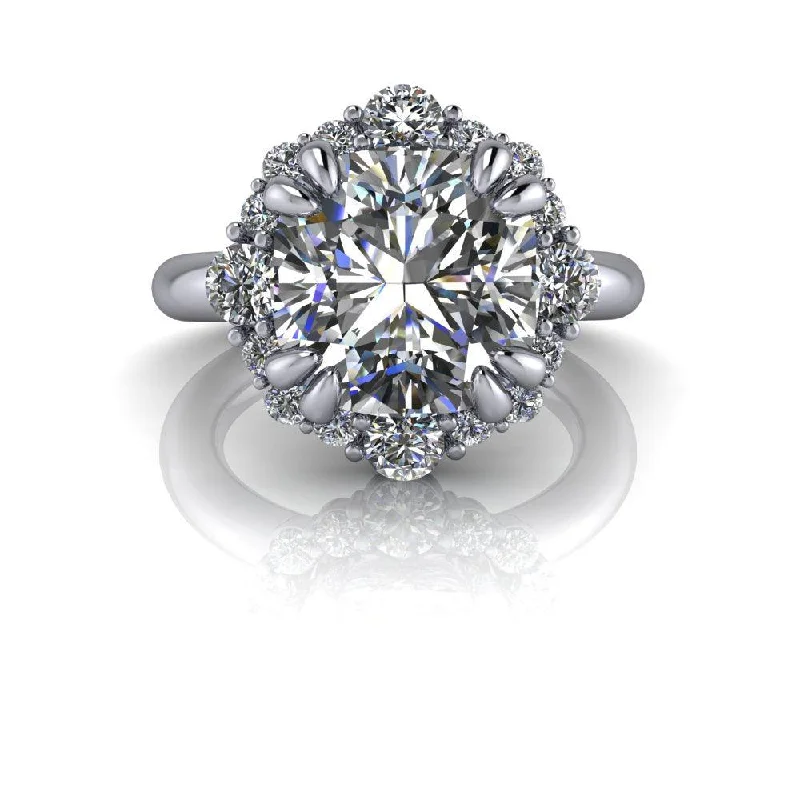 cushion cut halo engagement rings for women -Valentine No. 1 Moissanite Ring