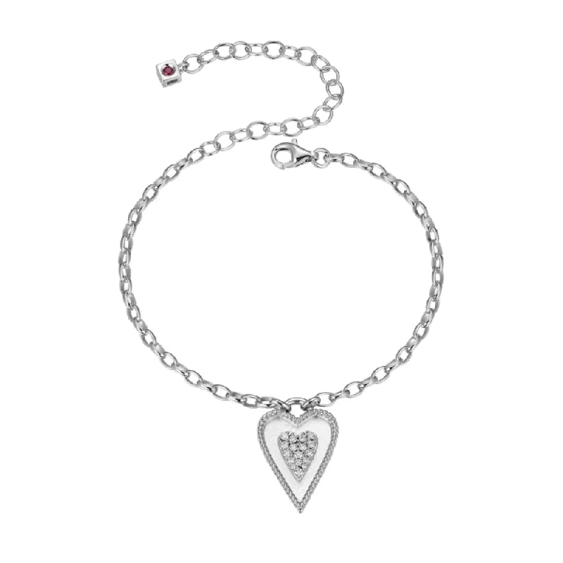 chunky bracelets for women -Elle "Long Love" Bracelet with CZ Heart Charm