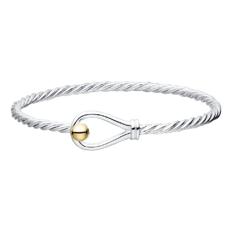 diamond bangles for women -Two Tone Loop & Ball Twist Bracelet