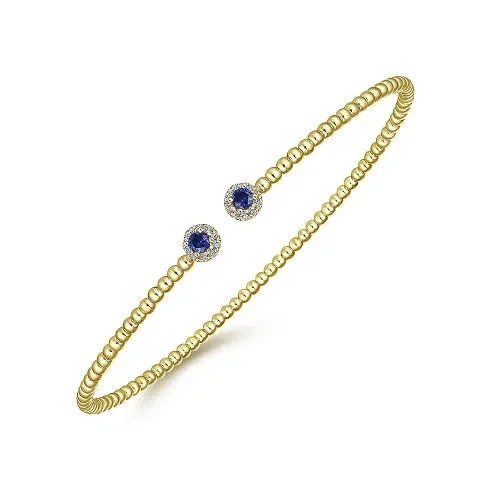 silver bracelets for women -Sapphire and Diamond Split Bangle Bracelet