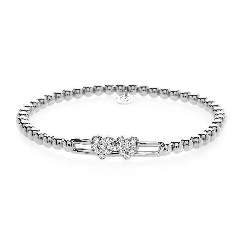 stretchy bangles for women -0.31ctw, 18K White Gold Heart Tresore Stretch Bracelet