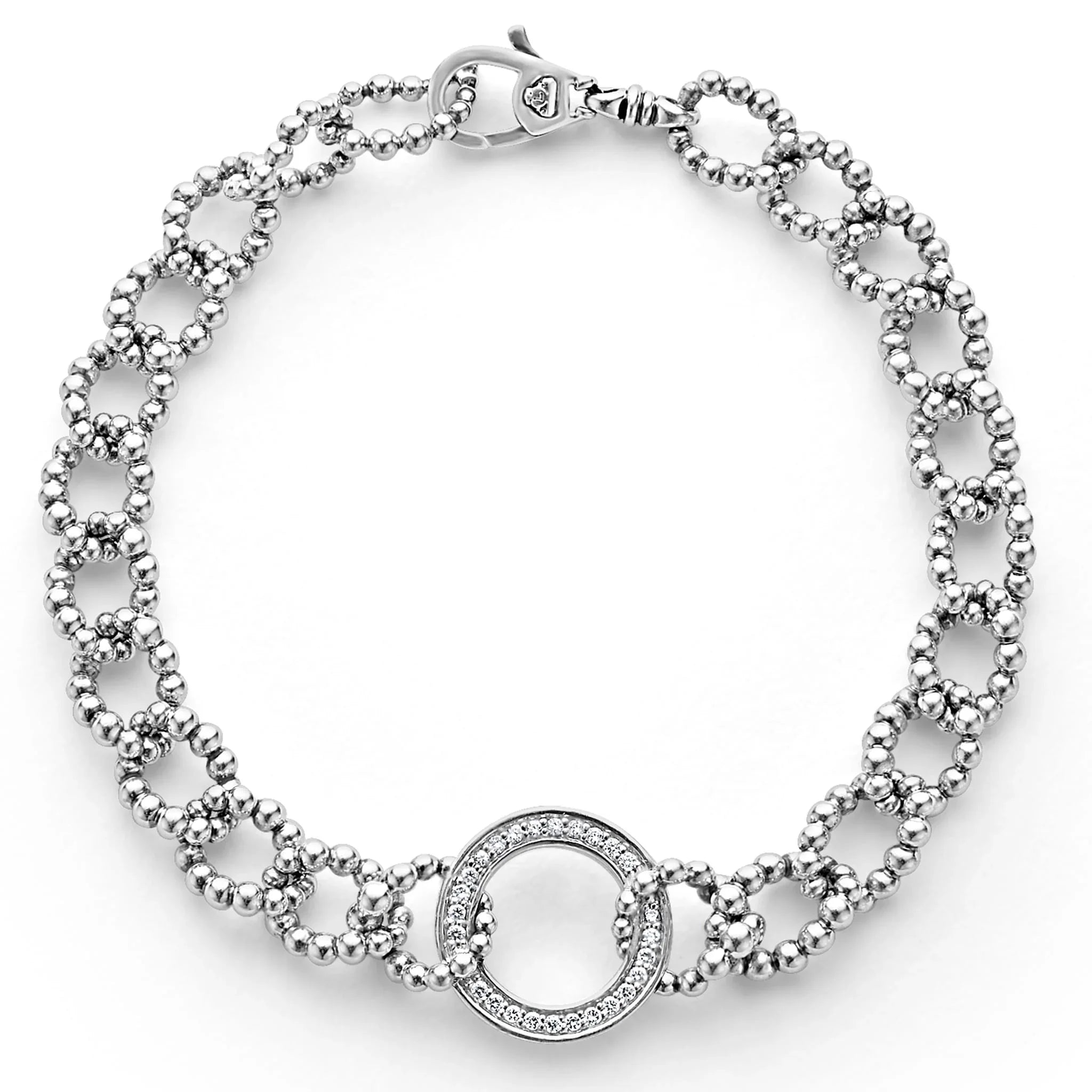 heart-shaped bracelets for women -Circle Diamond Link Bracelet