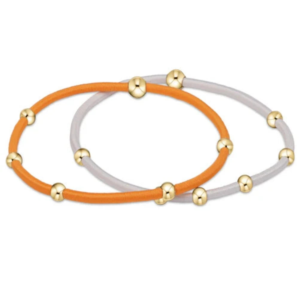 woven bracelets for women -enewton "e"ssentials Gameday Orange-White Hair Bracelets - Set of 2