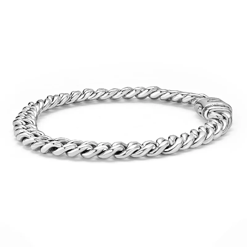 gold cuff bracelets for women -Silver Curb Chain Bracelet | 8mm