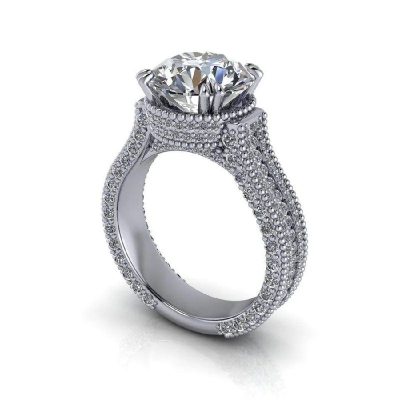 diamond halo engagement rings for women -Arabella No. 1 Moissanite Ring