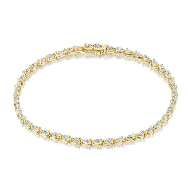 sparkly bangles for women -Tacori Stilla Pear Diamond Tennis Bracelet in 18k Gold