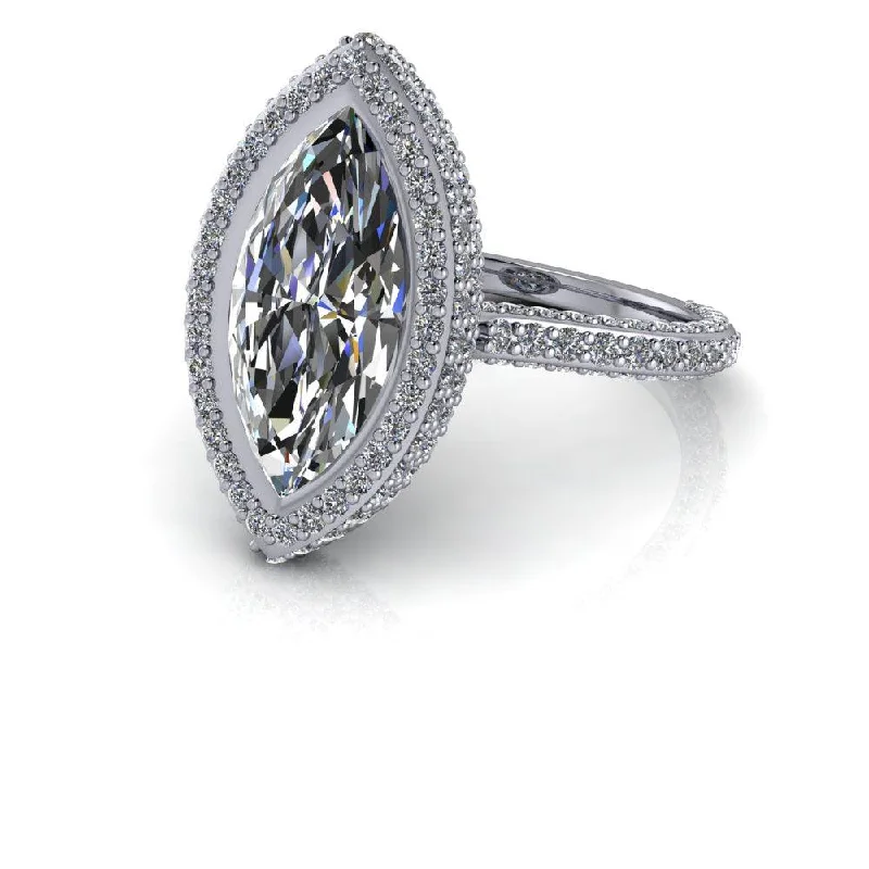 eco-friendly engagement rings for women -Marquise Moissanite Ring 4.20CTW