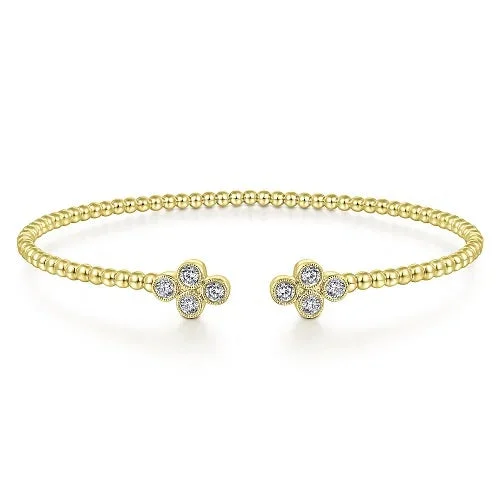 gold bangles for women -Quatrefoil Diamond Bangle Bracelet