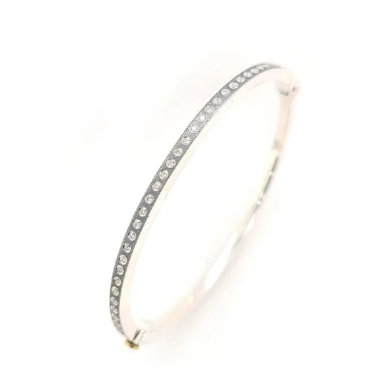 matching bracelets for women -Sterling Silver Diamond Bangle Bracelet