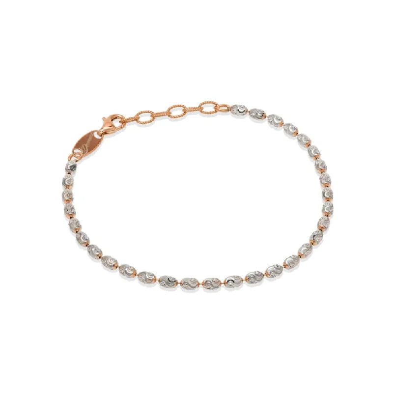 engraved bracelets for women -Desmos Two-Tone "Rice" Diamond-Cut Bracelet