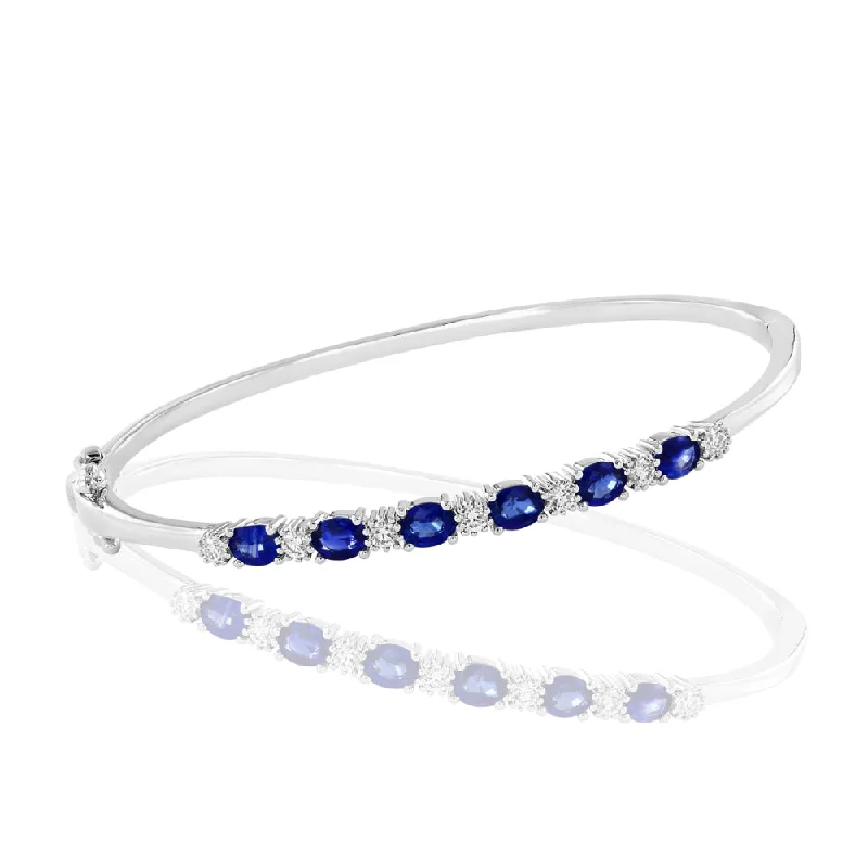 double bangle bracelets for women -14k Sapphire and Diamond Bangle Bracelet