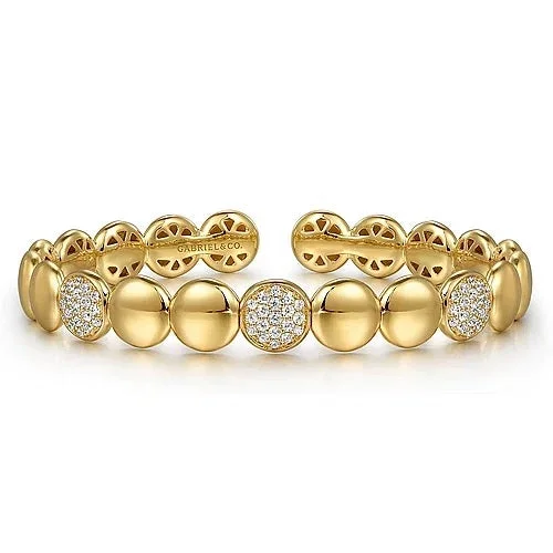 wire bangles for women -Gold and Diamond Cluster Cuff Bangle Bracelet