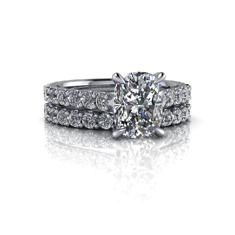 gold engagement rings for women -Joanne No. 2 Moissanite Bridal Set