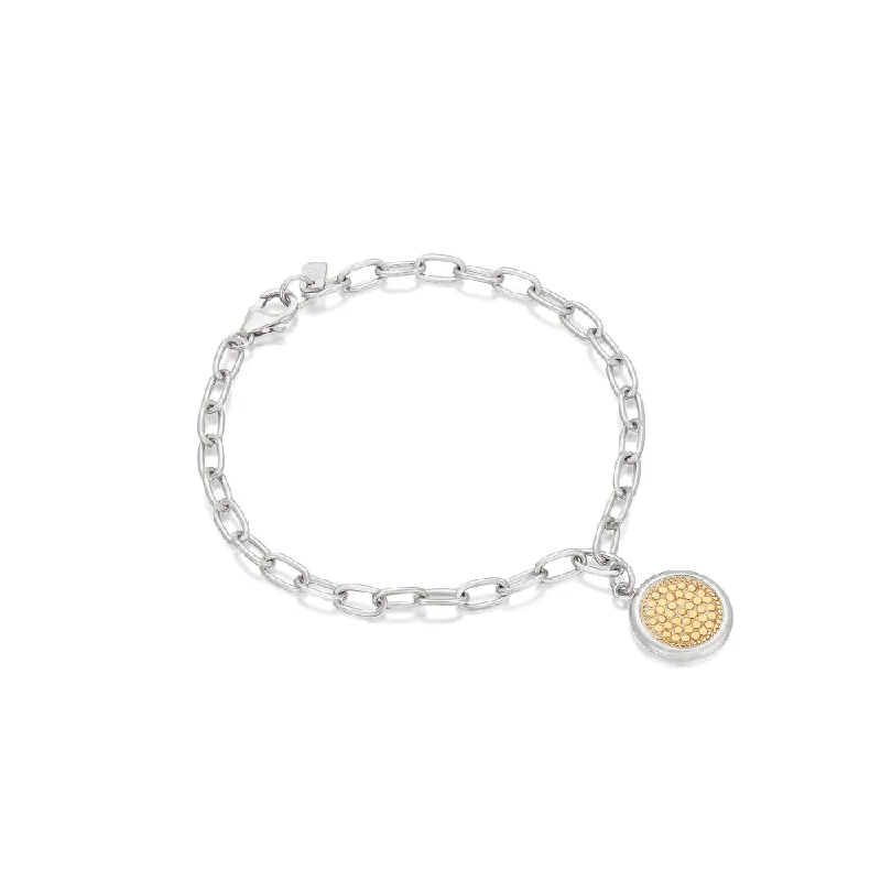 elegant bracelets for women -Anna Beck Two Tone Classic Smooth Rim Charm Bracelet