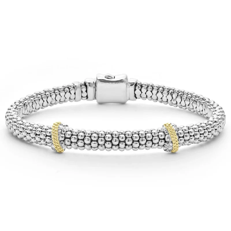 vintage bracelets for women -Lagos Caviar Lux Double X Diamond Bracelet