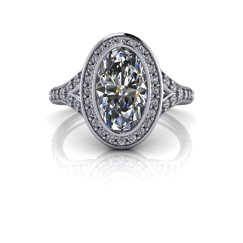 diamond halo engagement rings for women -Dara No. 1 Moissanite Ring