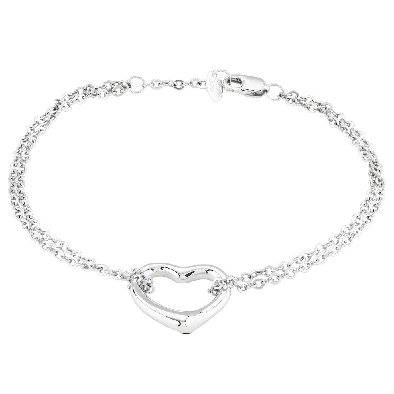 hand-stamped bracelets for women -Sterling Silver Open Heart Bracelet