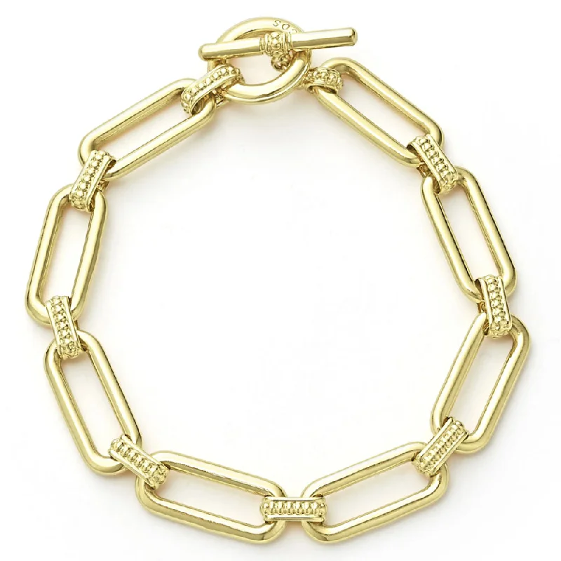 charm bracelets for women -Lagos 18k Gold Signature Caviar Link Bracelet