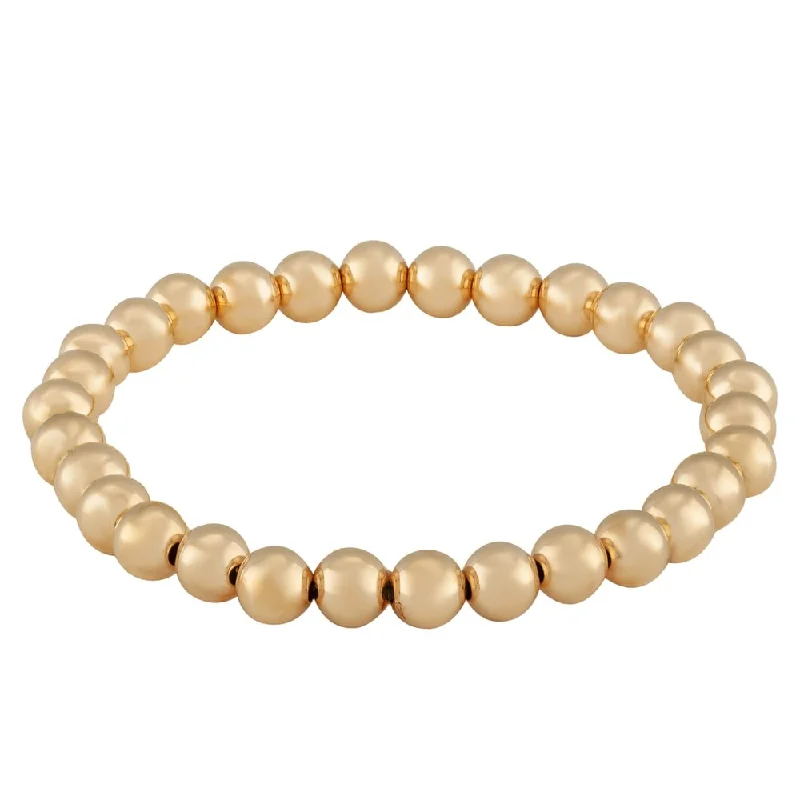 bohemian bracelets for women -14k Yellow Gold 6mm Beaded Stretch Bracelet