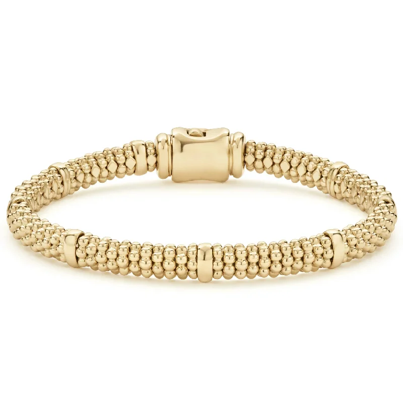 jade bracelets for women -18K Gold Station Caviar Bracelet | 6mm