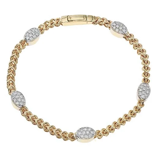 engraved bracelets for women -Gold and Diamond Chain Bracelet