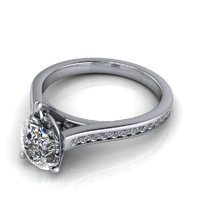 channel set engagement rings for women -Pear Moissanite Ring 1.75 ctw