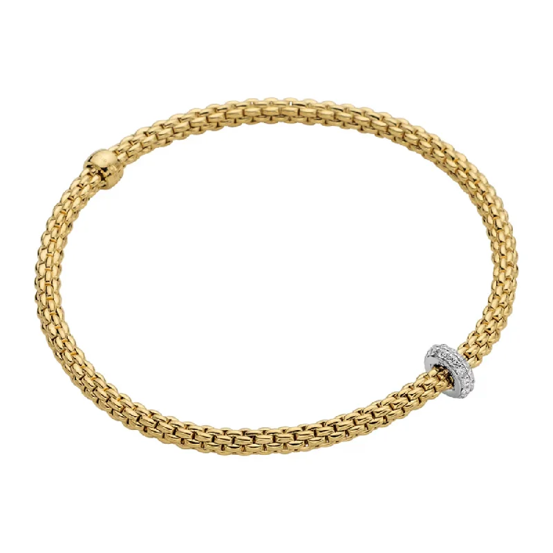 leather bracelets for women -Fope 18k Prima Flex'it Bracelet with Diamond Station