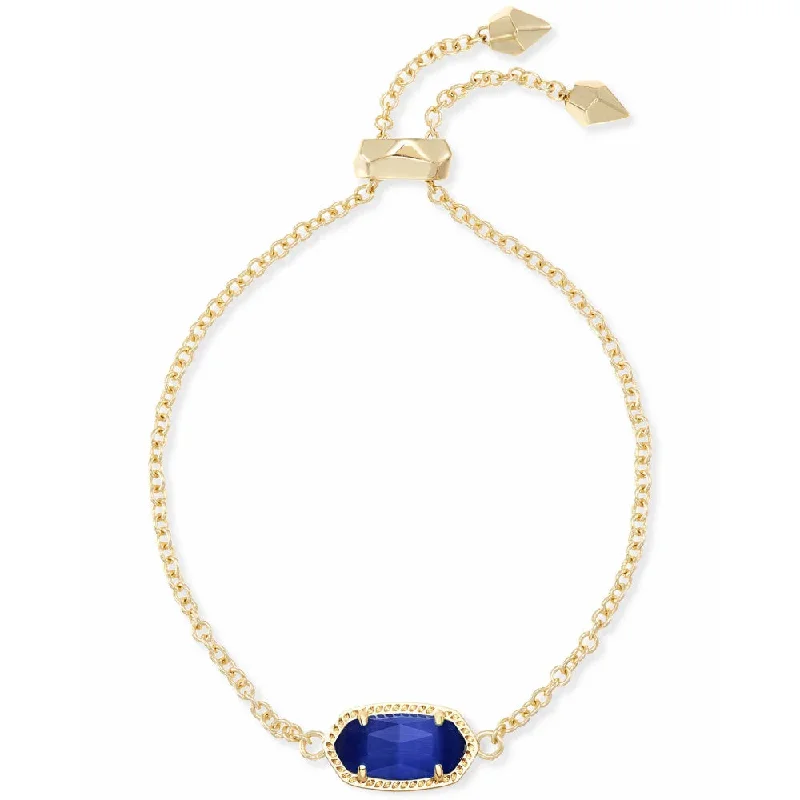 woven bracelets for women -Kendra Scott Elaina Adjustable Chain Bracelet in Cobalt Cats Eye